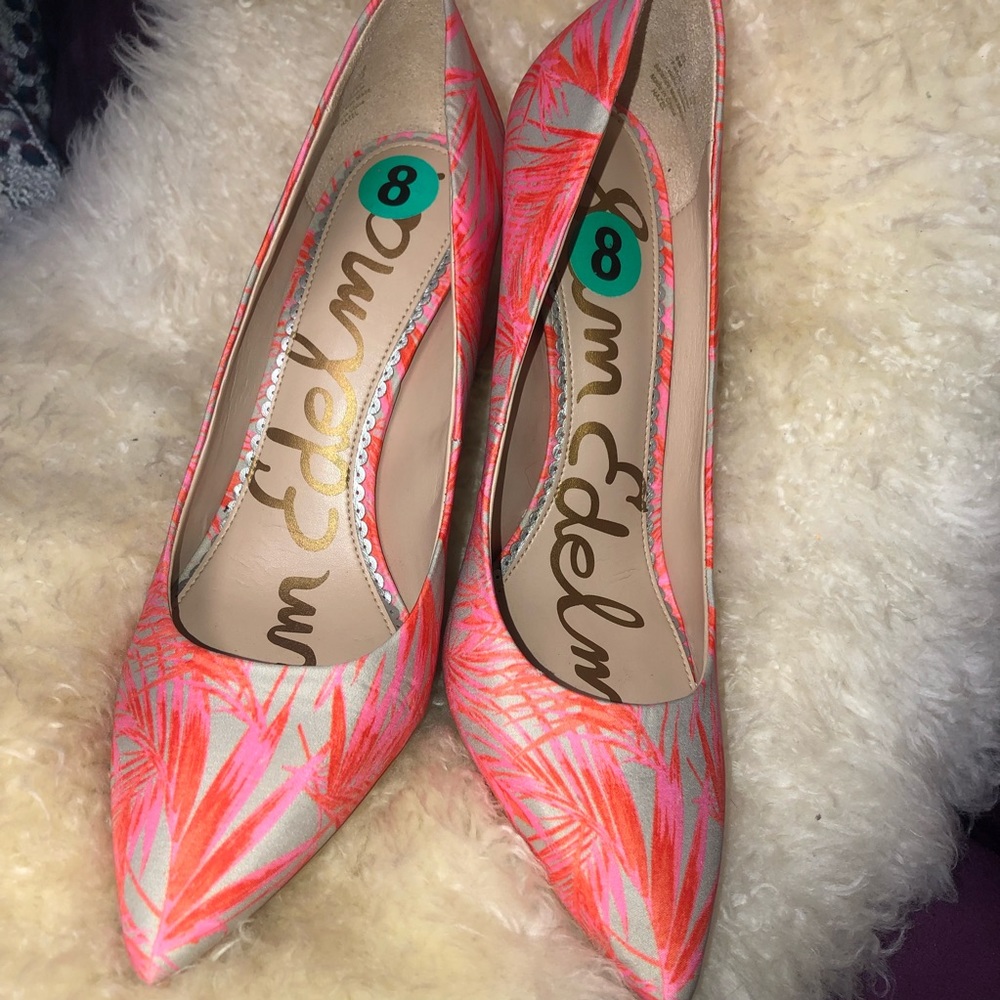 PINK AND ORANGE PUMPS SAM EDELMAN HAZEL NWT RARE